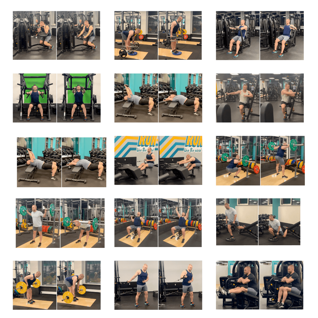 Exercise demonstration collage